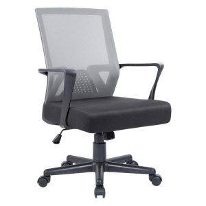 Ergonomic Mid Again Mesh Workplace Chair with Lumbar Assist, Swivel Design, Armrests, and Plush Seat – Perfect for Desk Duties and Govt Use by Homall