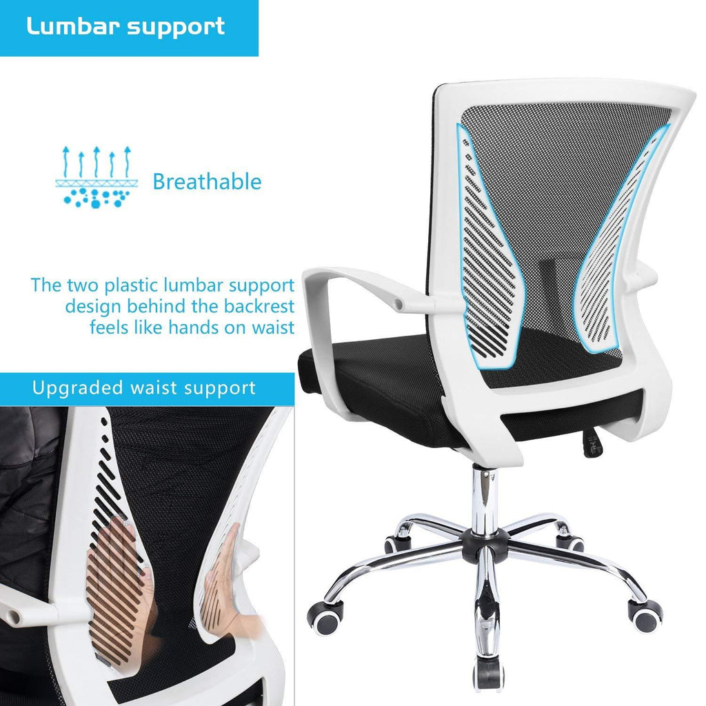 Homall Ergonomic Mesh Desk Chair with Mid Again Assist, Swivel Design, and Armrests for Workplace Use