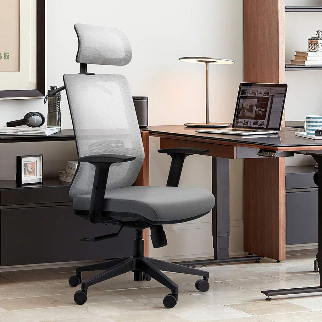 Homall Excessive Again Ergonomic Workplace Chair with Adjustable Headrest, Lumbar Help, Armrests, and Mesh Design, that includes a Garments Hanger