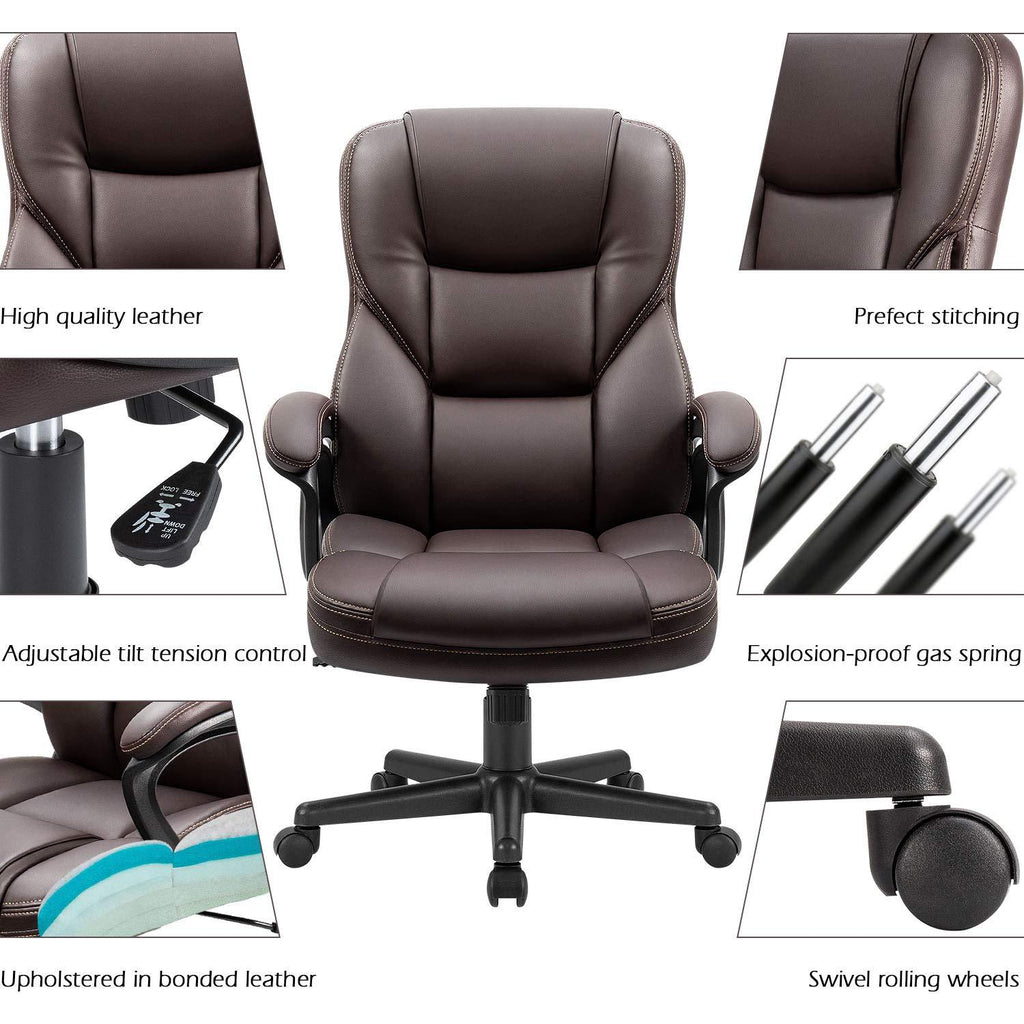 Homall Govt Workplace Chair - Excessive Again Adjustable Managerial Desk Chair with Swivel Operate, PU Leather-based and Lumbar Help for House Use