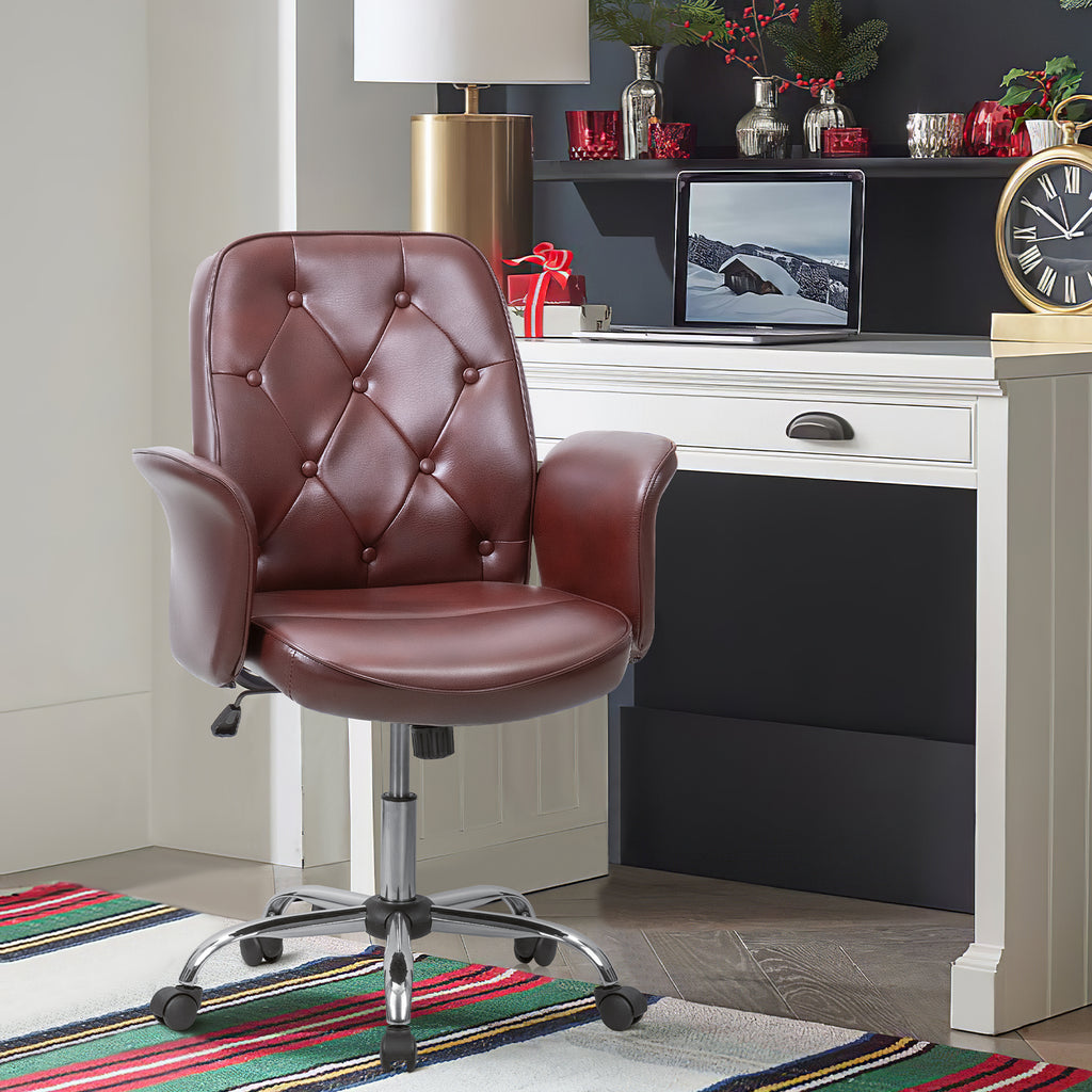 Homall Retro Brown PU Leather-based Desk Chair for House Workplace