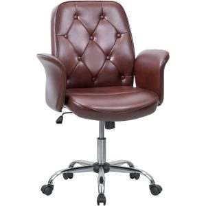 Homall Retro Brown PU Leather-based Desk Chair for House Workplace